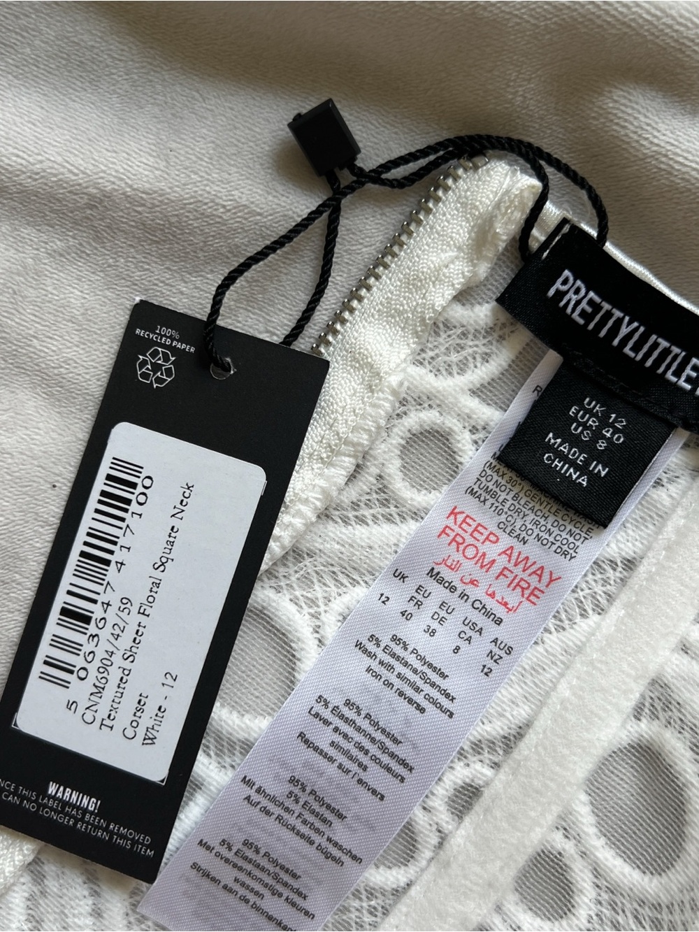 PrettyLittleThing White Lace Scoop Neck Corset Camisole - Size 8 - Picture 4 of 4